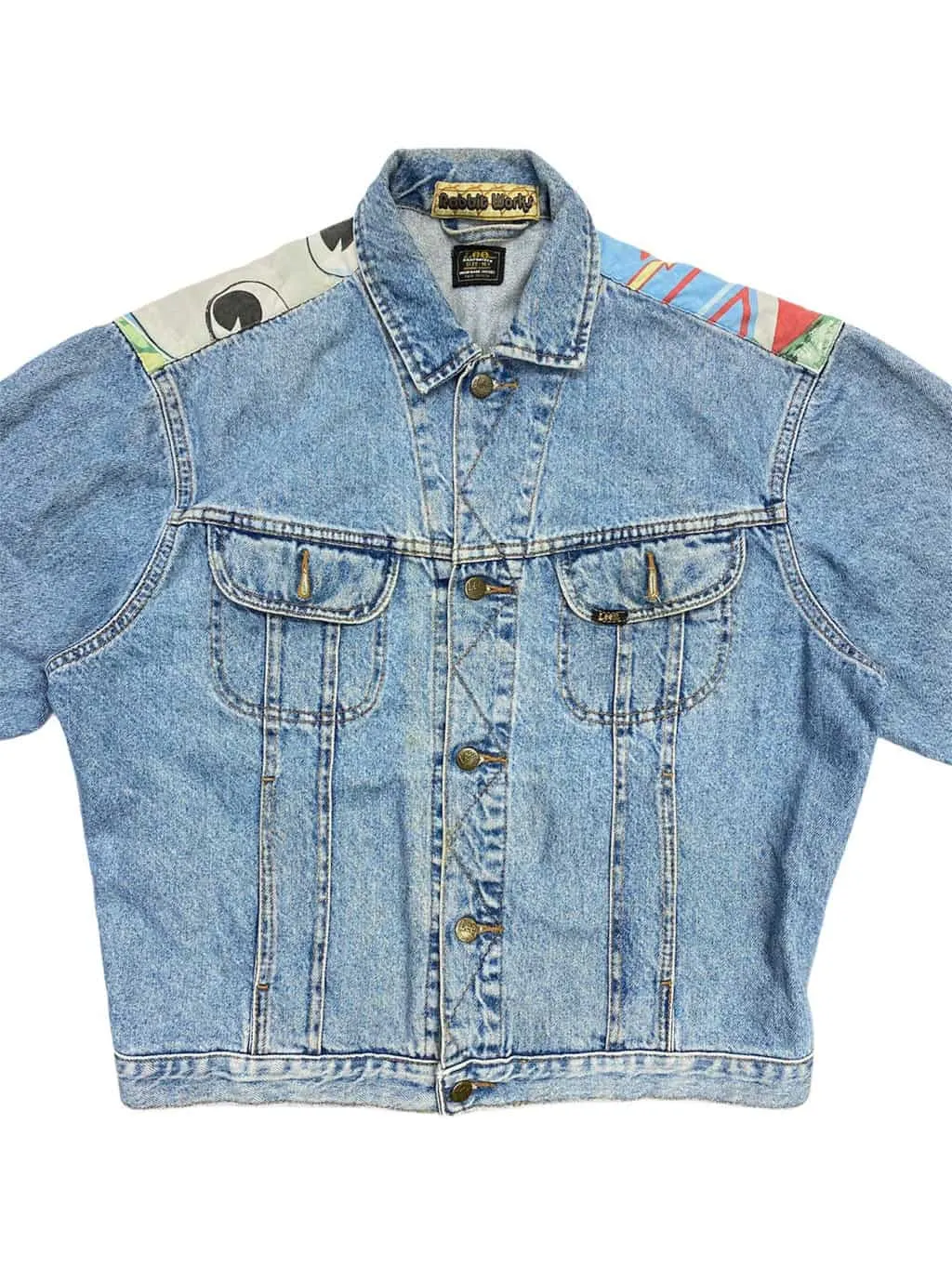 80s vintage Rabbit Works customised Lee denim jacket in pale blue – 16Y Small