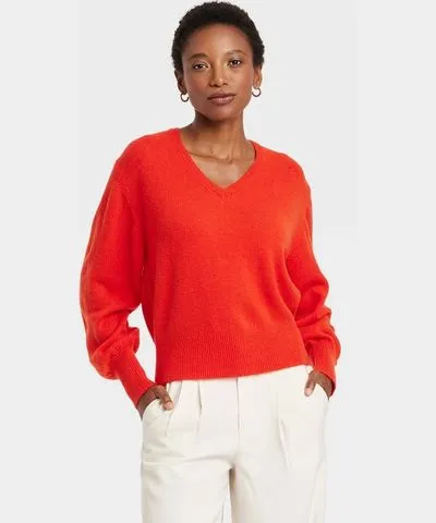 A New Day Women's Cozy Knit V-Neck Pullover Sweater