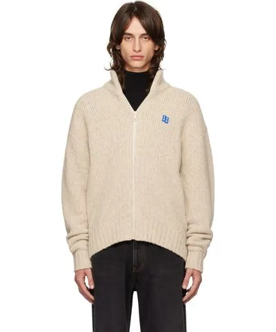 ADER error Beige TRS Tag 01 Zip-Up Sweater