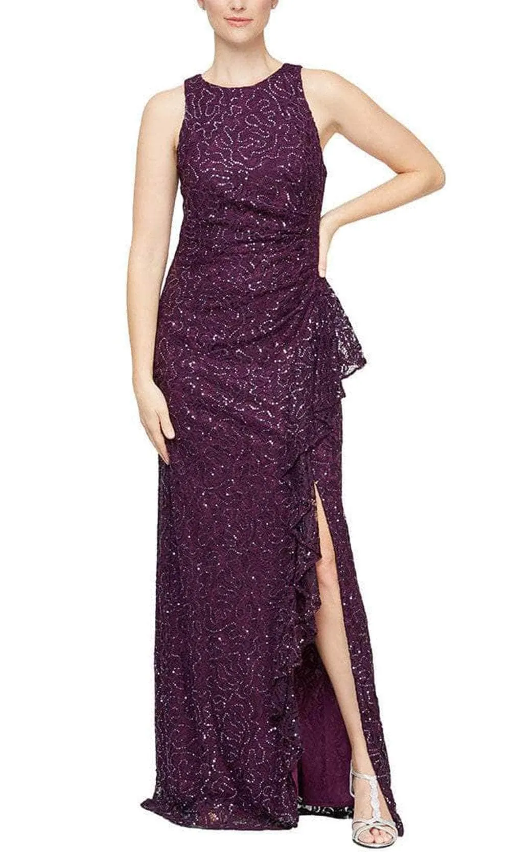 Alex Evenings 81122434 -Sparkly Lace Evening Dress