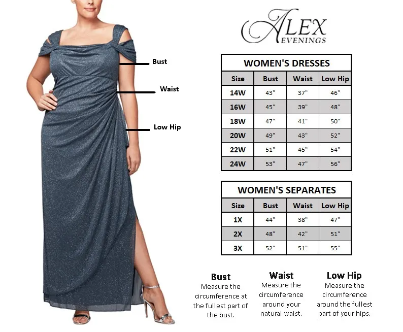 Alex Evenings Midi Length A-Line Dress with Surplice Neckline and 3/4 Sleeves