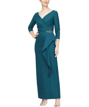 Alex Evenings Womens Pleated Long Evening Dress