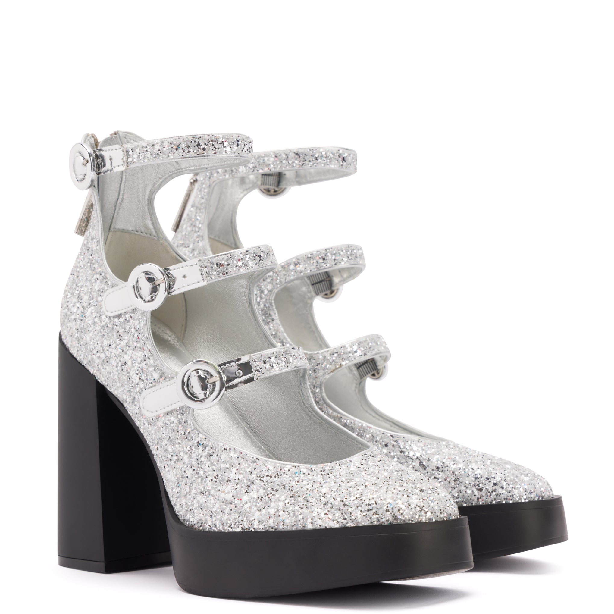 Alexa Pump In Silver Glitter