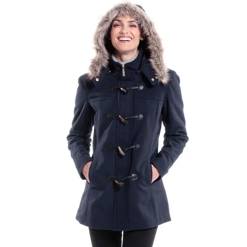 Alpine Swiss Duffy Womens Wool Coat Fur Trim Hooded Parka Jacket