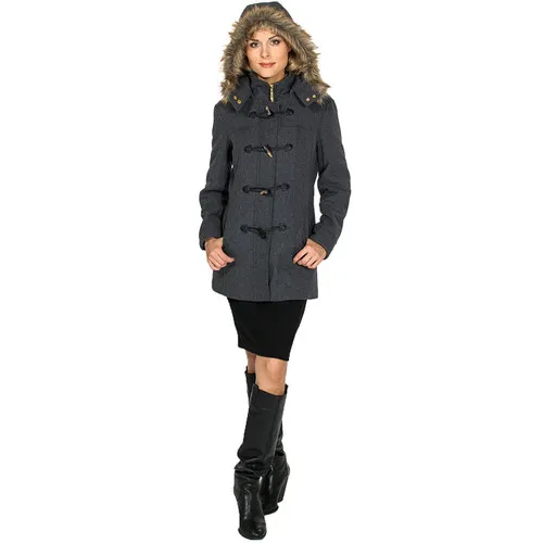 Alpine Swiss Duffy Womens Wool Coat Fur Trim Hooded Parka Jacket