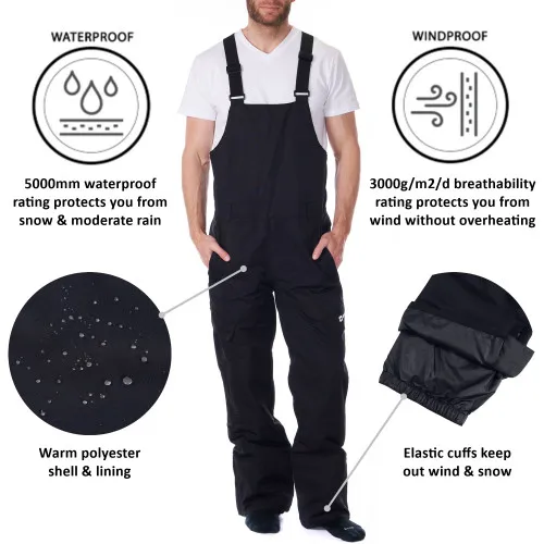 Alpine Swiss Mens Insulated Snow Bib Overalls Waterproof Winter Ski Snowboard Pants