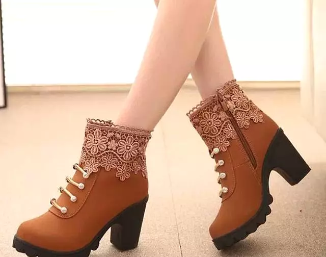 Ashore Shop Autumn Winter Ankle boots Suede PU Lace Up Stylish With Fur