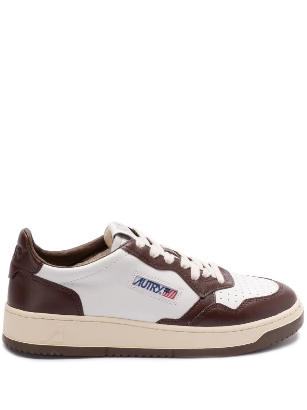 AUTRY Brown And White Two-Tone Leather Medalist Low Sneakers