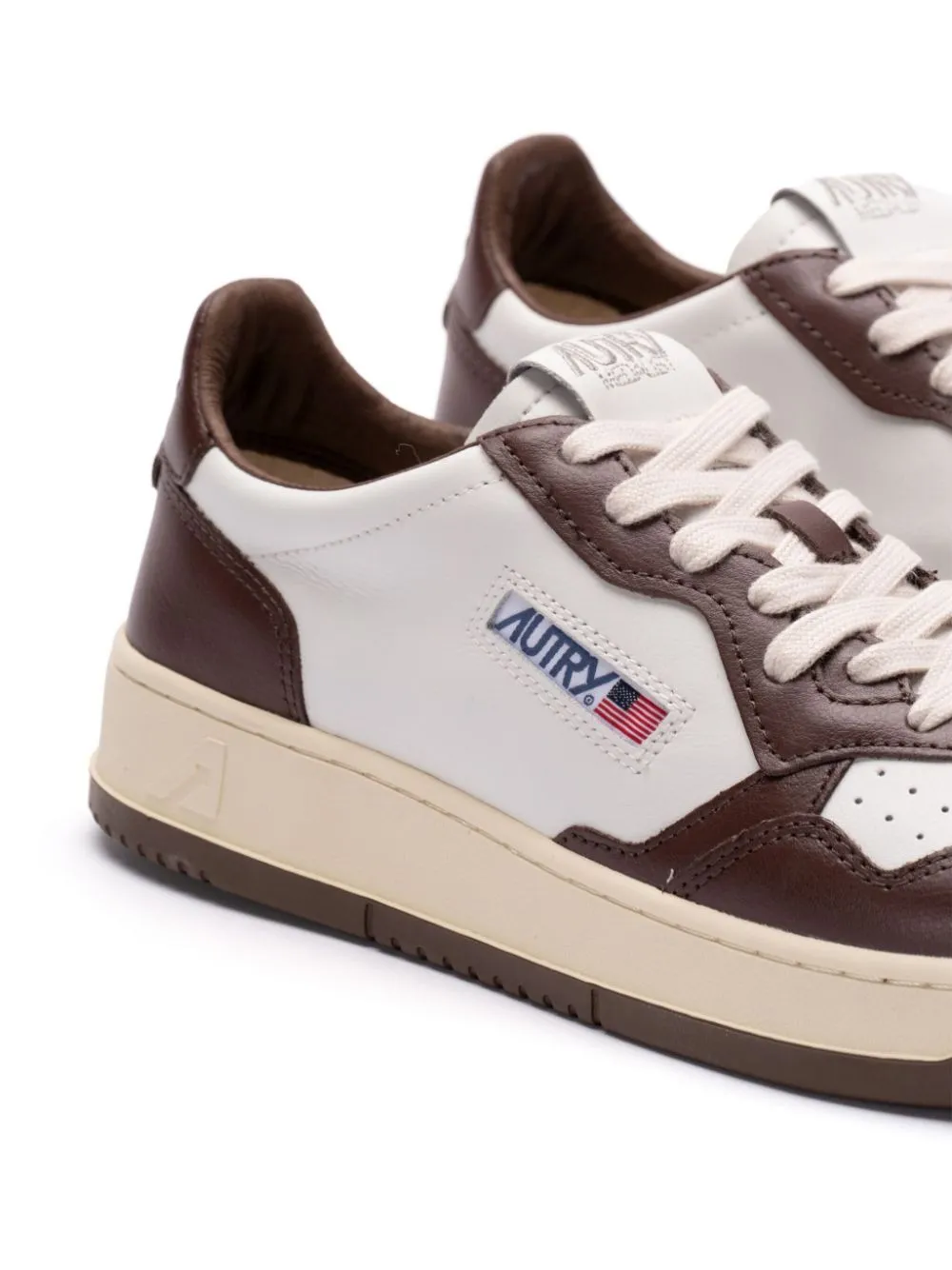 AUTRY Brown And White Two-Tone Leather Medalist Low Sneakers