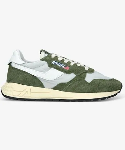 AUTRY Mens Green Oth Reelwind suede and shell low-top trainers