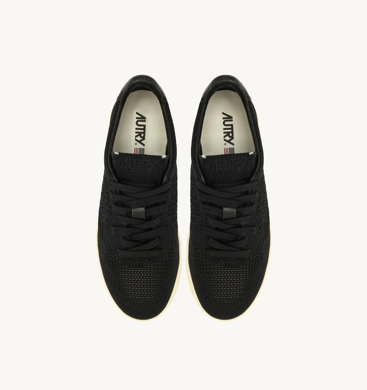 AUTRY NEW ARRIVALS MAN MANEASEKNIT MEDALIST LOW SNEAKERS IN BLACK COLOR FABRIC