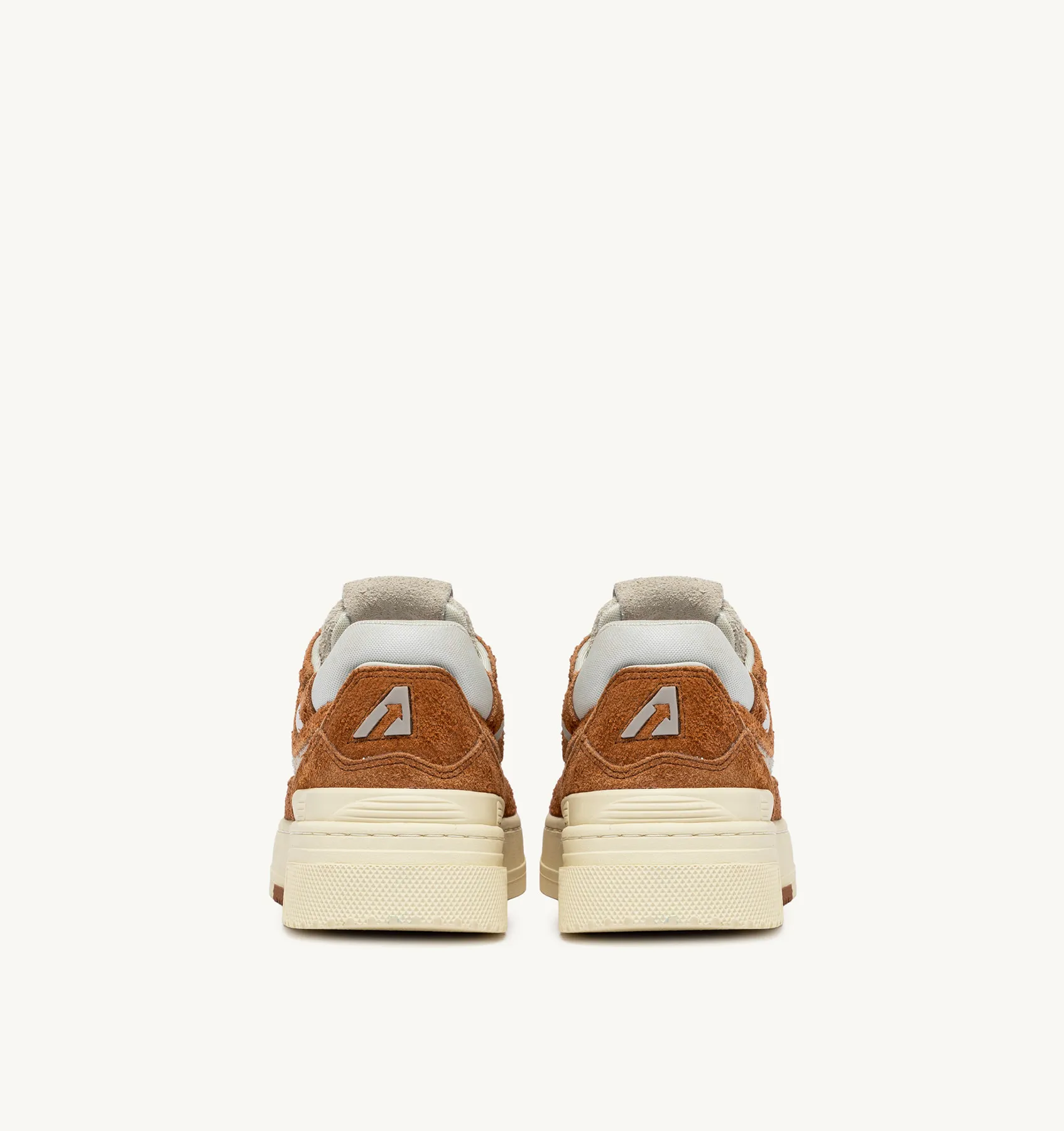 AUTRY NEW ARRIVALS WOMAN WOMAN  CLC LOW SNEAKERS IN CREAM AND TERRACOTTA LEATHER AND MESH