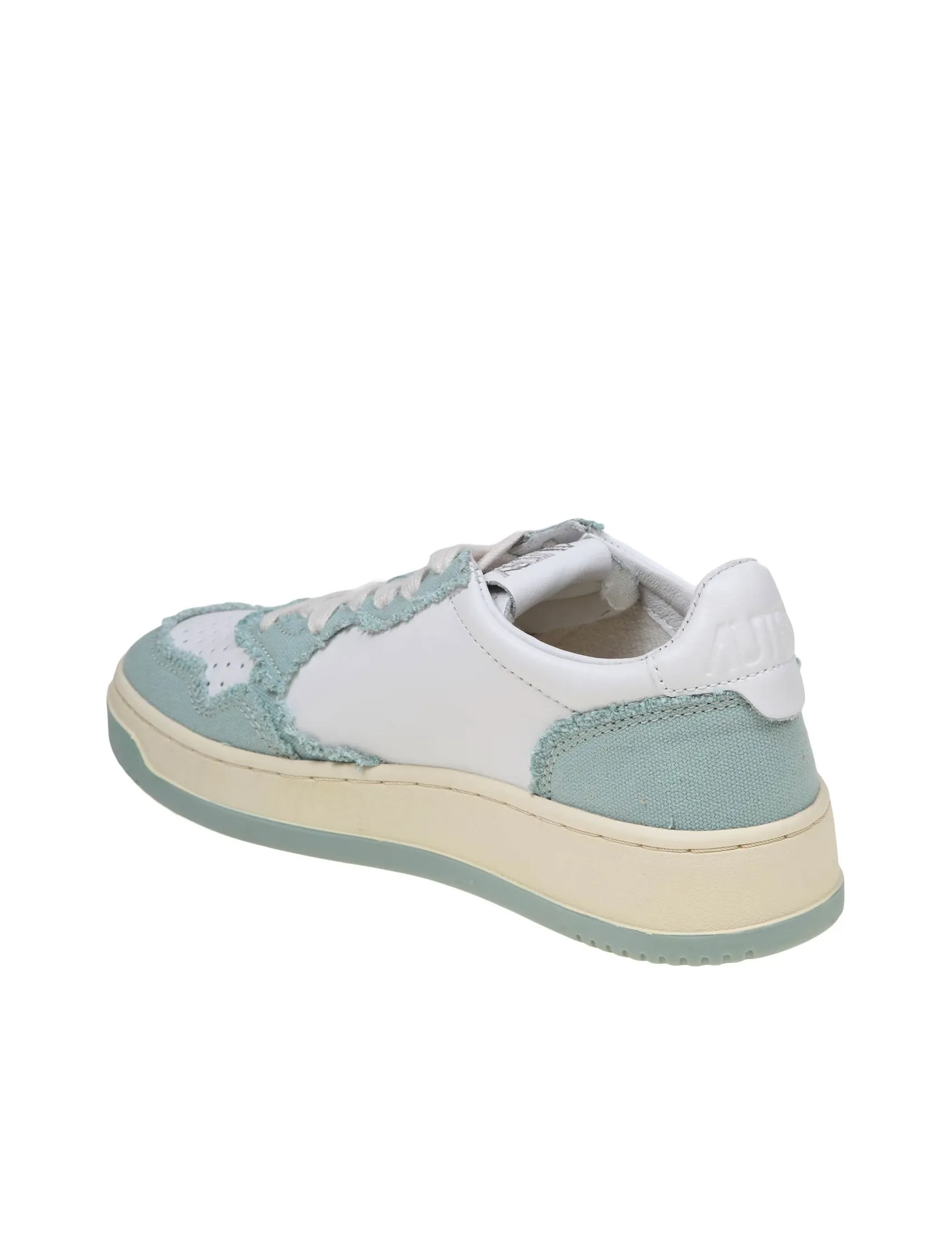 AUTRY SNEAKERS IN WHITE AND LIGHT BLUE LEATHER AND CANVAS