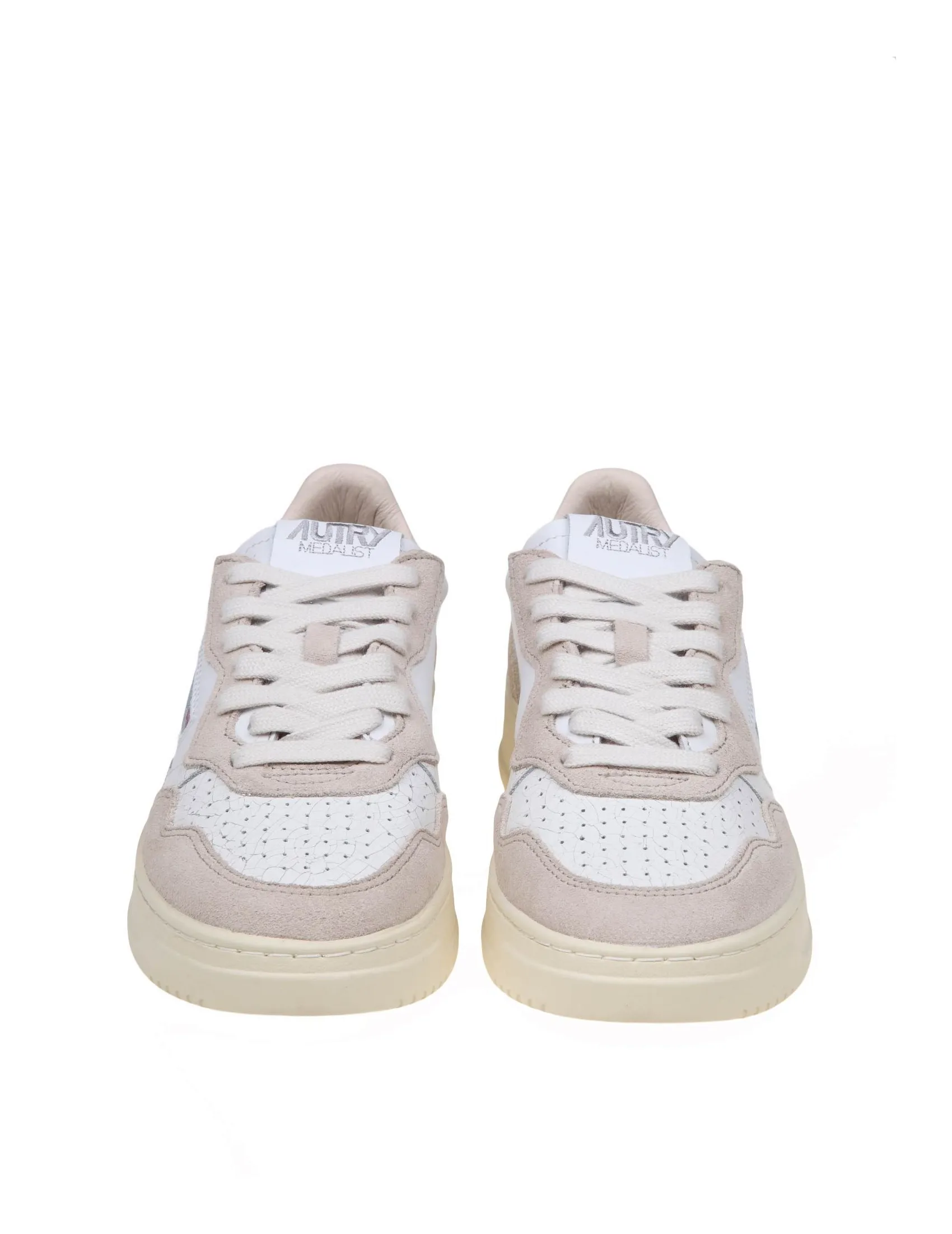 AUTRY SNEAKERS IN WHITE AND SAND LEATHER AND SUEDE