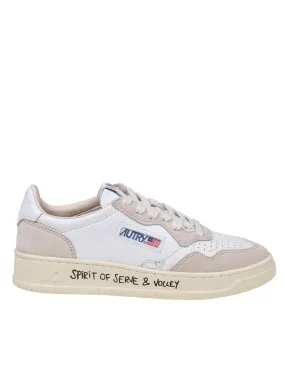 AUTRY SNEAKERS IN WHITE AND SAND LEATHER AND SUEDE