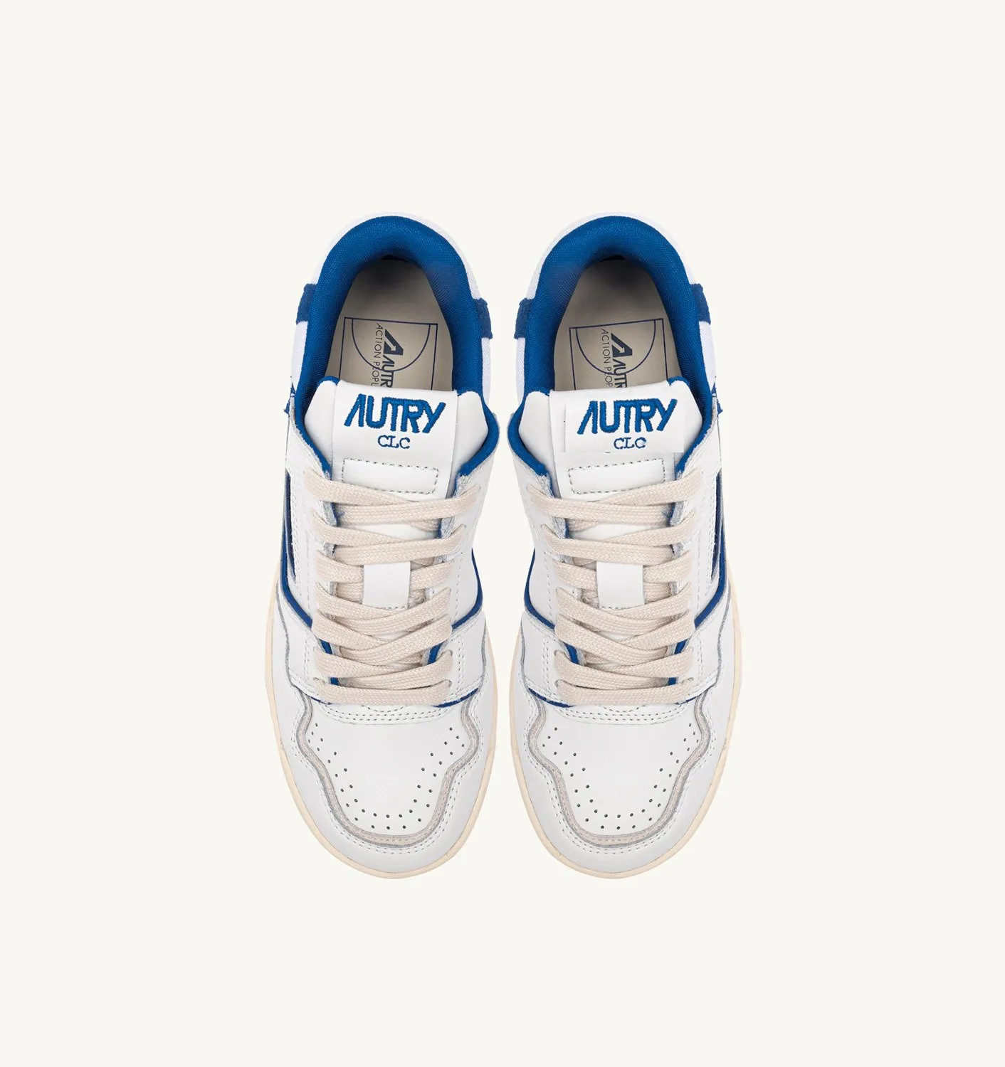 AUTRY SNEAKERS MANCLC LOW SNEAKERS IN WHITE LEATHER AND PRINCESS BLUE SUEDE