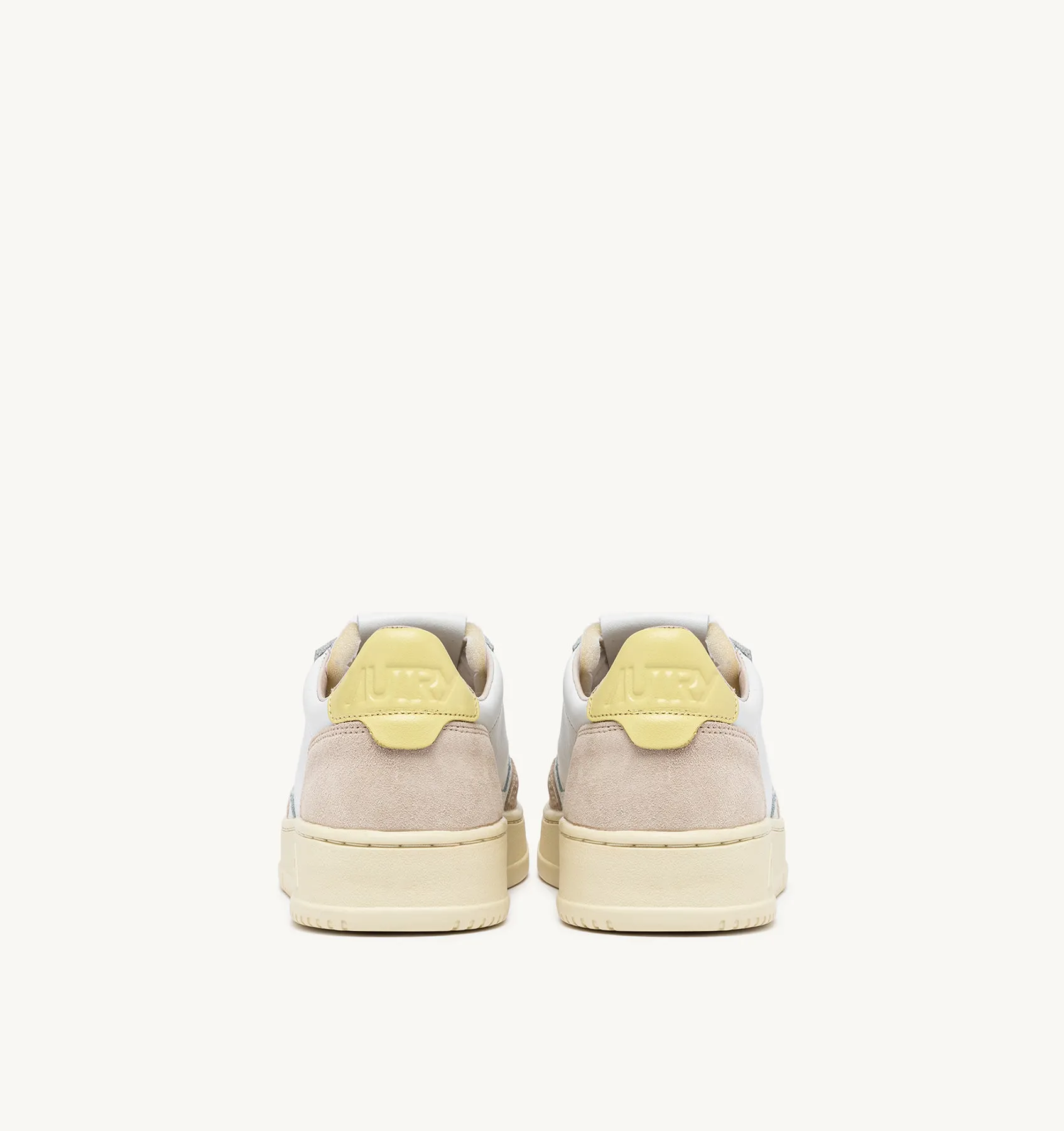 AUTRY SNEAKERS WOMAN  MEDALIST LOW SNEAKERS IN SUEDE AND LEATHER COLOR WHITE YELLOW