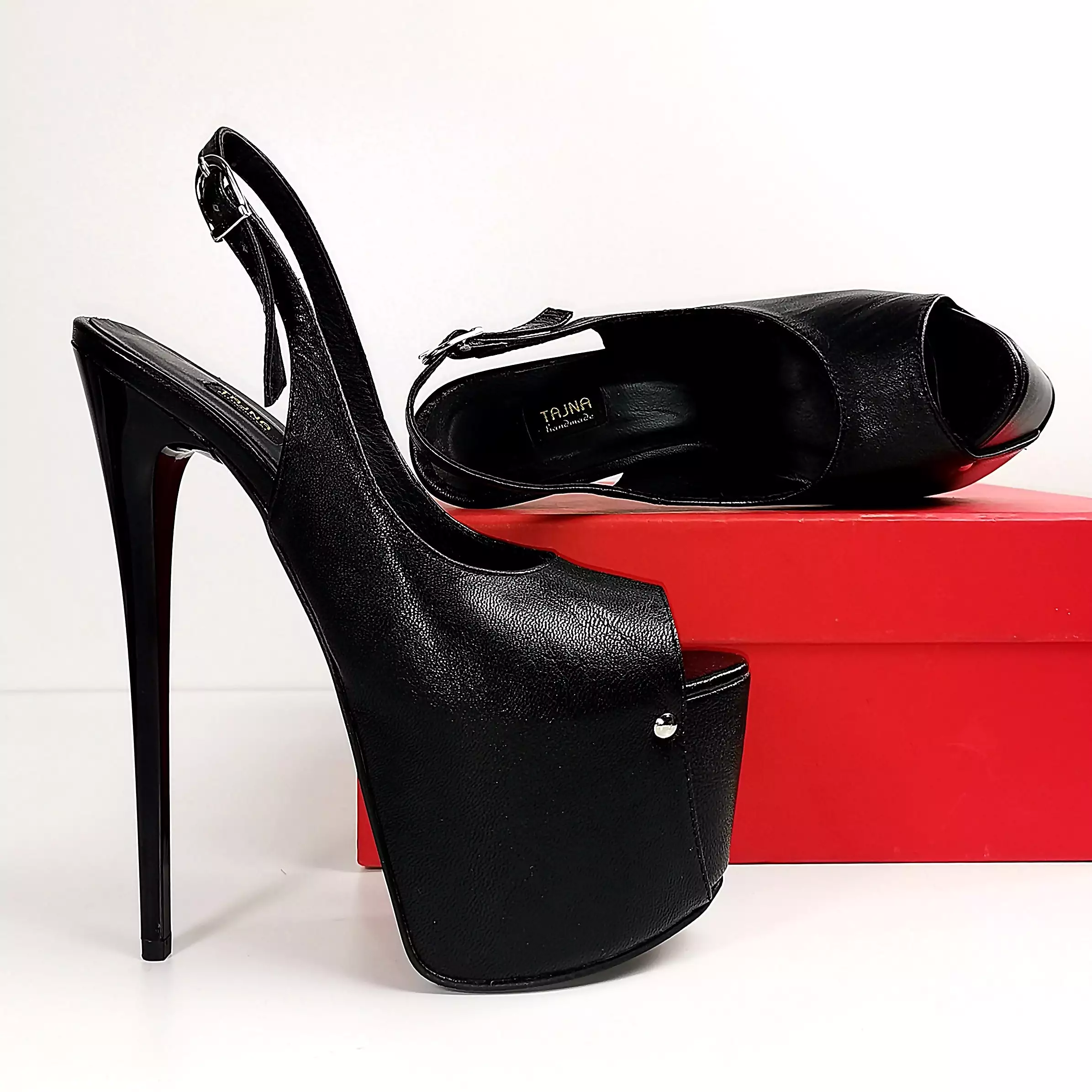 Black Matte Sling Back Platform Heels