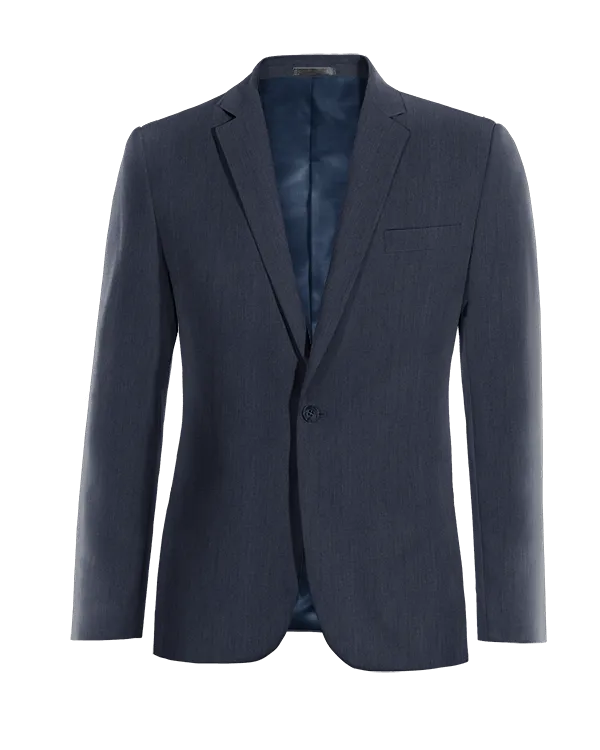  Blazer azul marino de lino esencial de 1 botón