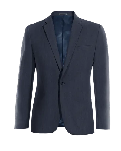  Blazer azul marino de lino esencial de 1 botón