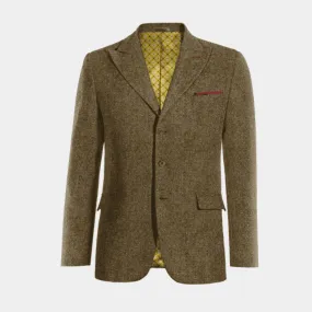  Blazer marrón de donegal tweed solapa en pico