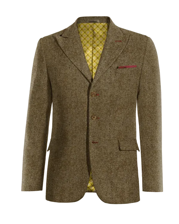  Blazer marrón de donegal tweed solapa en pico