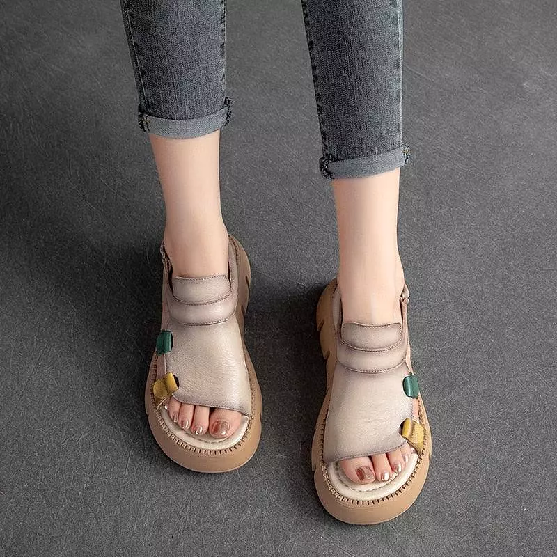 Block Heel Wedge Sandals