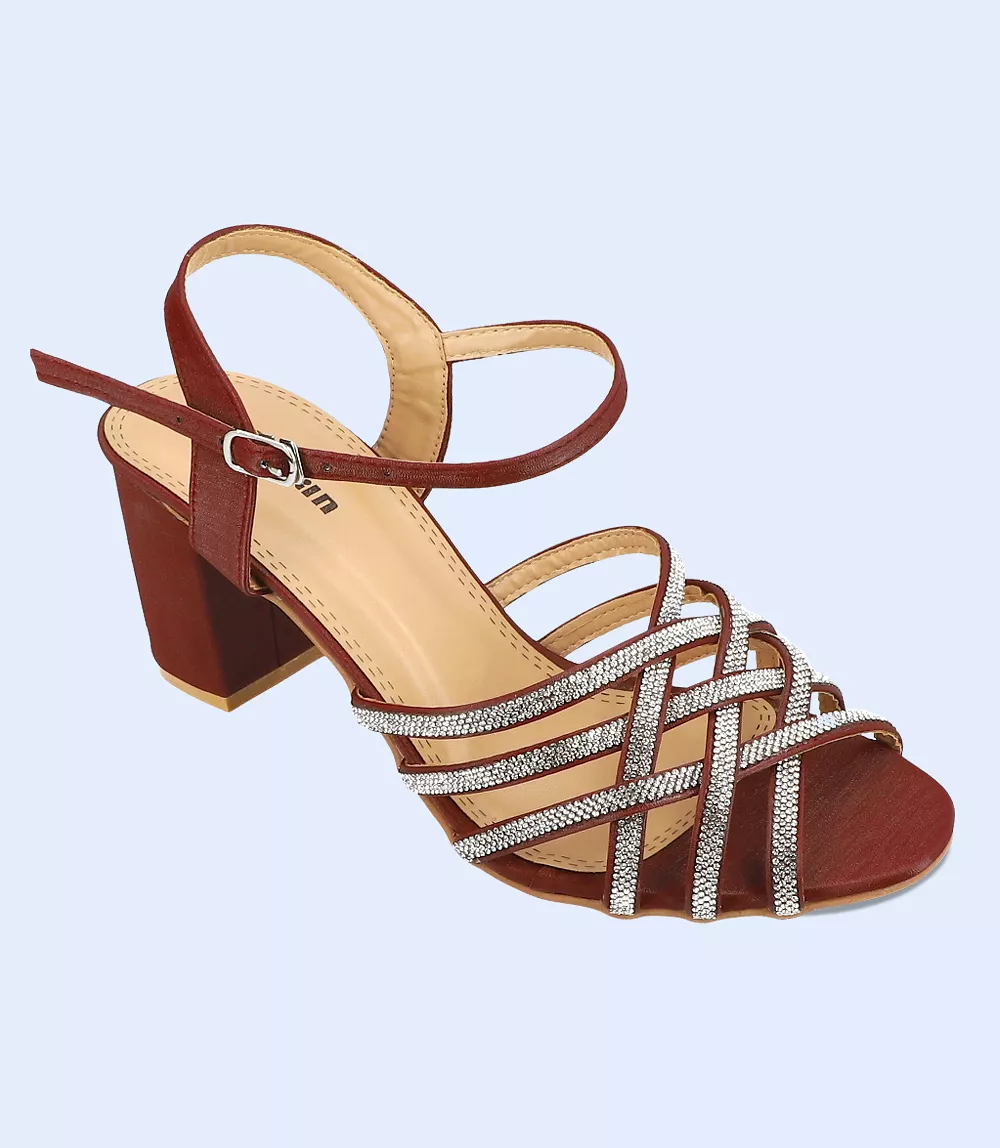 BW5859-MAROON-Women Formal Sandal Heels