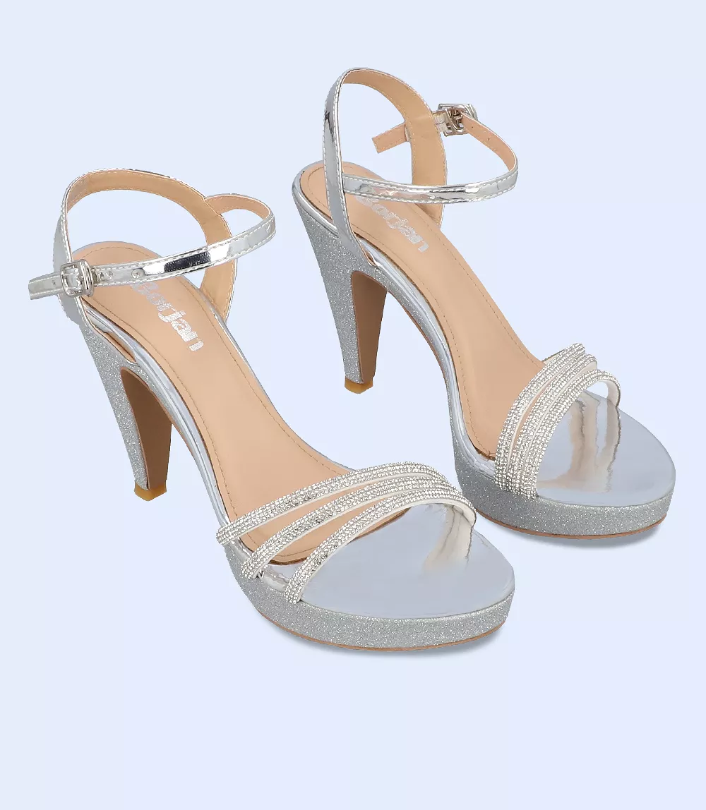 BW8737-SILVER-Women Formal Sandal Heels