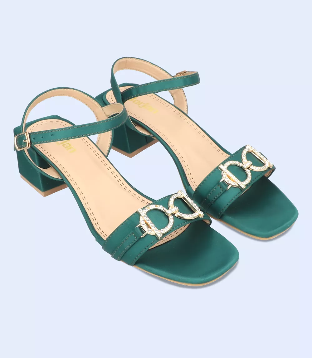 BW9357-DARK GREEN-Women Sandal Heels