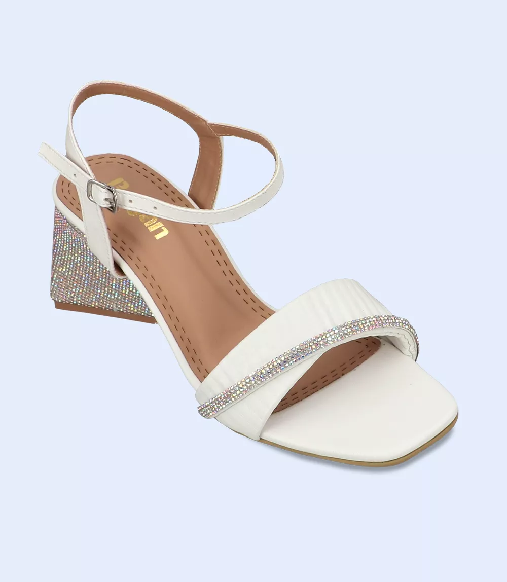 BW9662-WHITE-Women sandal Heels