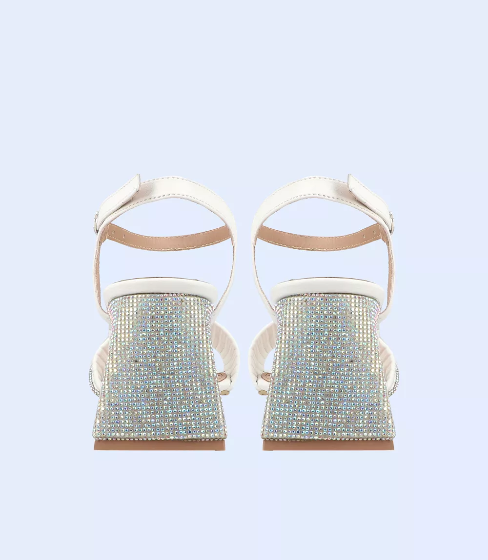 BW9662-WHITE-Women sandal Heels