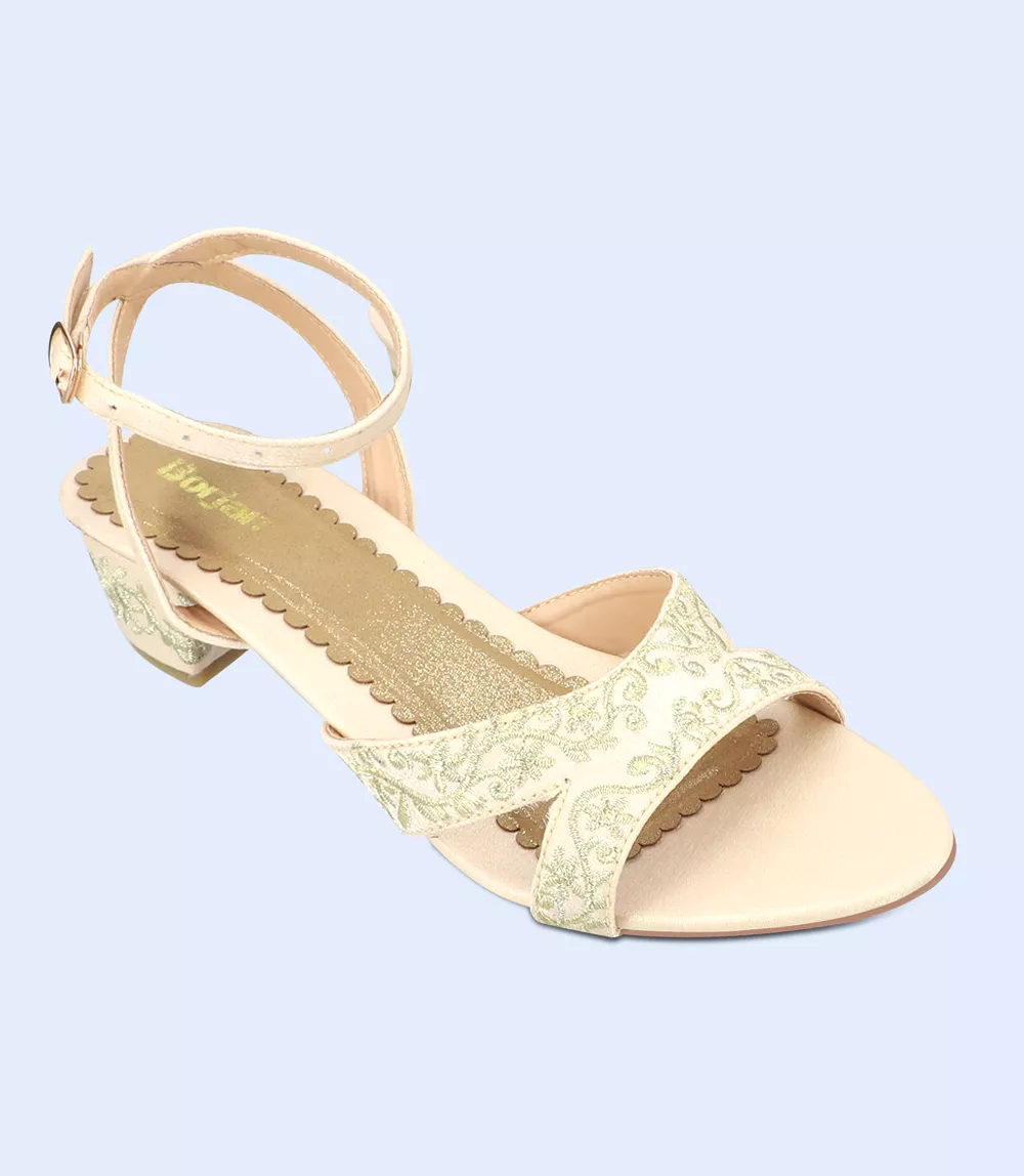 BW9687-BEIGE/GOLD-Women Sandal Heels