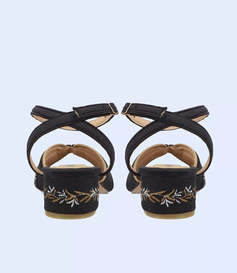 BW9688-BLACK/GOLD-Women Sandal Heel