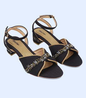 BW9688-BLACK/GOLD-Women Sandal Heel