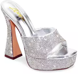 Cho Silver Rhinestone Platform Heels