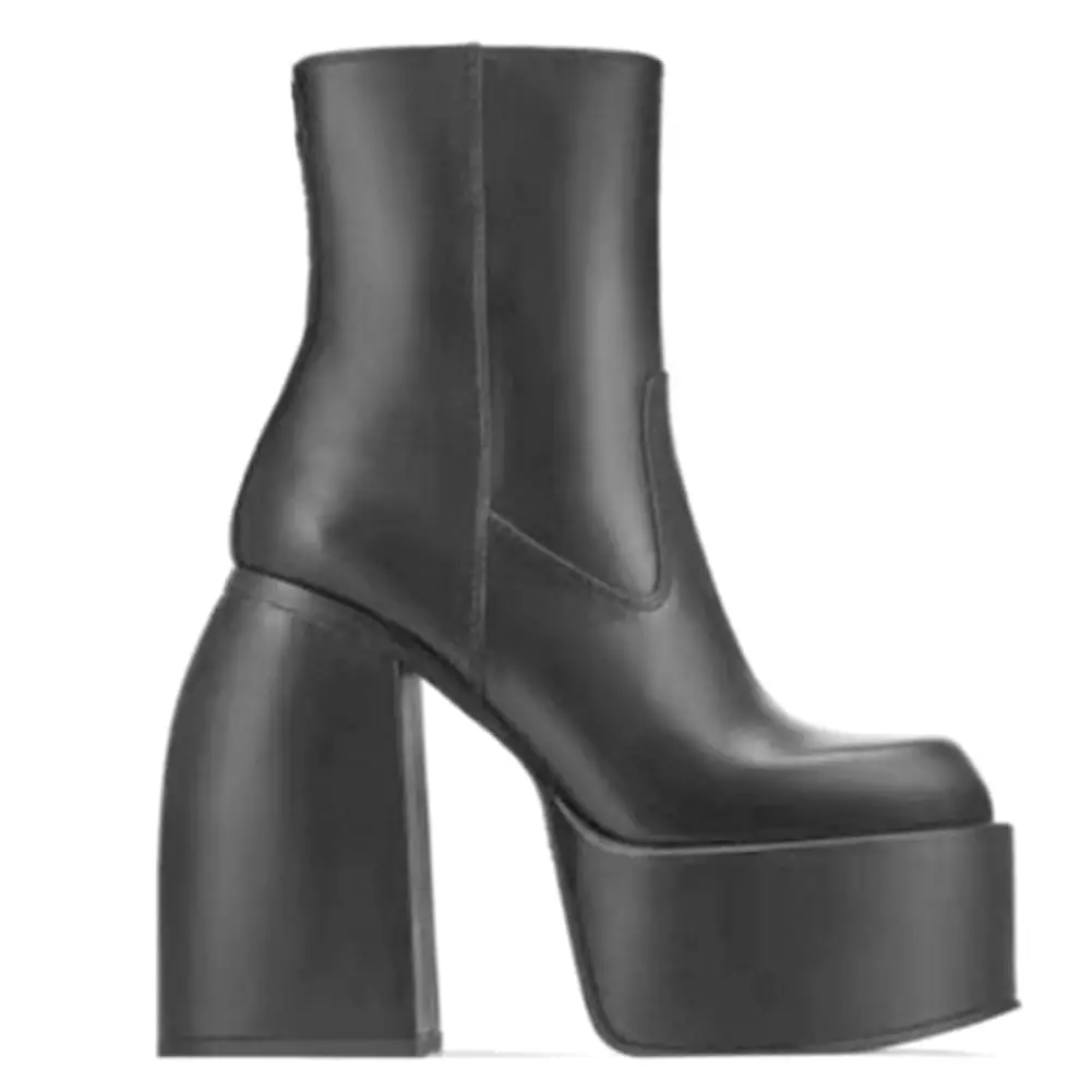 Chunky High Heels Platform Goth Black Women Boots Brand Design Fashion Luxury Shoes Boots Women