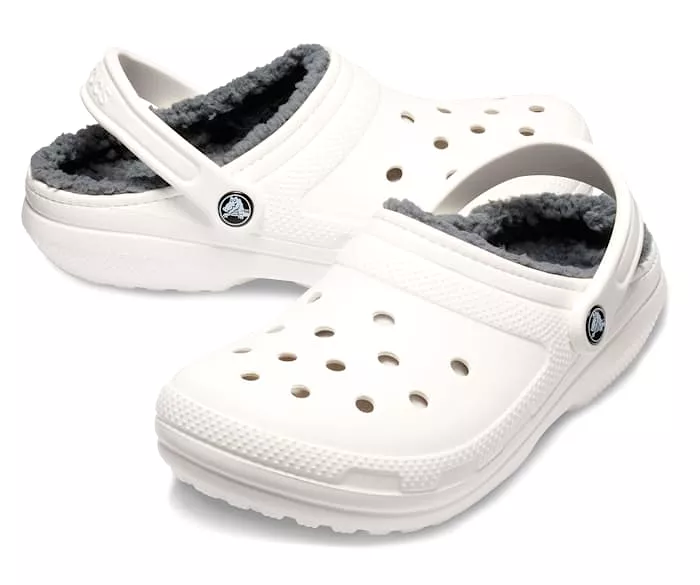 Crocs Unisex Classic Lined Clog - White/Grey