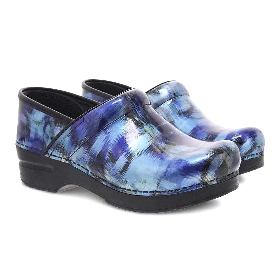 Dansko Women's Professional Clog - Blue Brush Patent