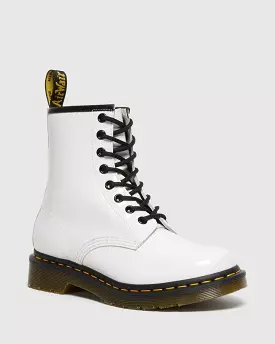 Dr. Martens Women's 1460 PATENT LEATHER LACE UP BOOTS (White Lucido + Patent Lamper)