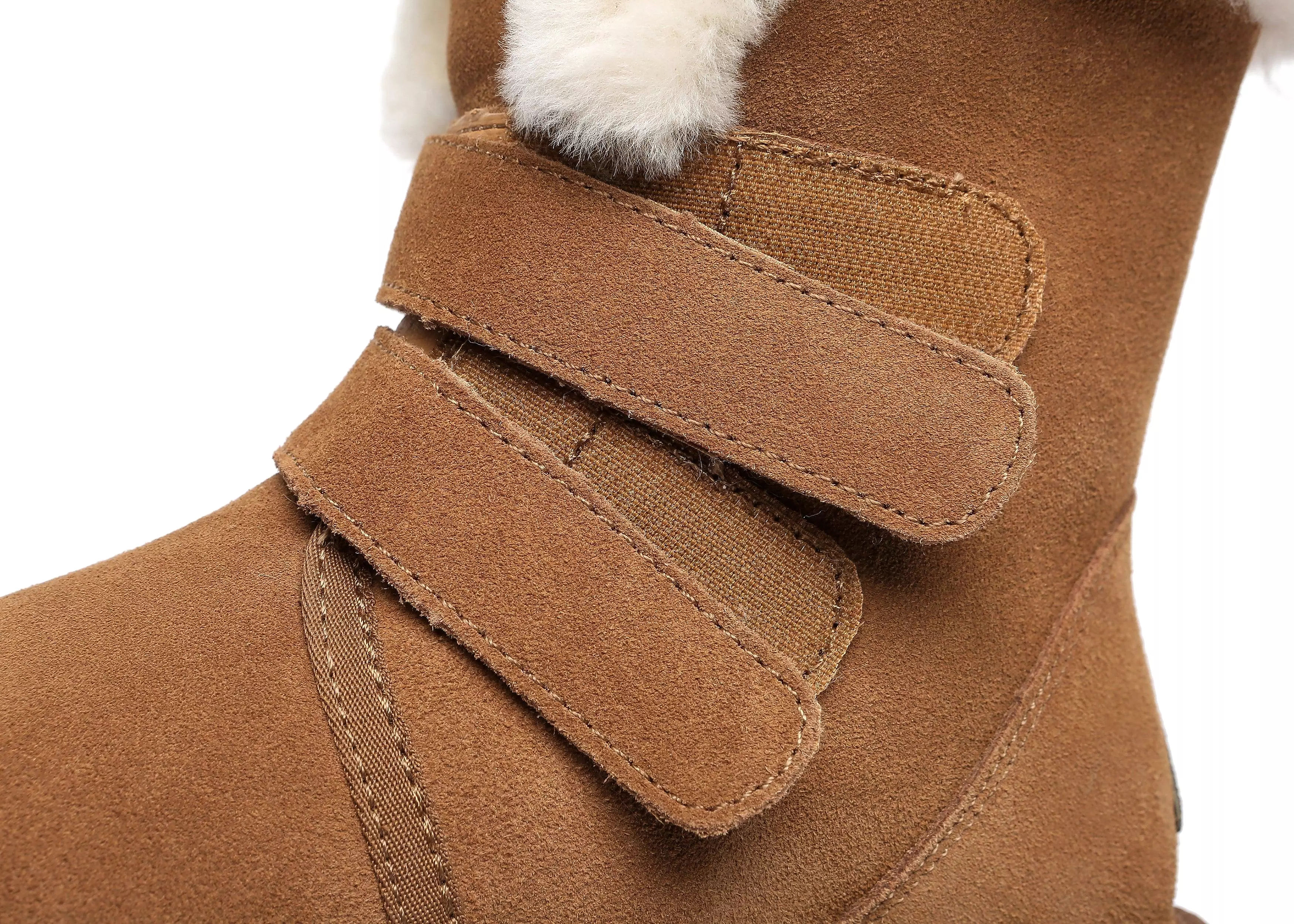 EVERAU Double Hook And Loop Strap Sheepskin Boots Women Nordic