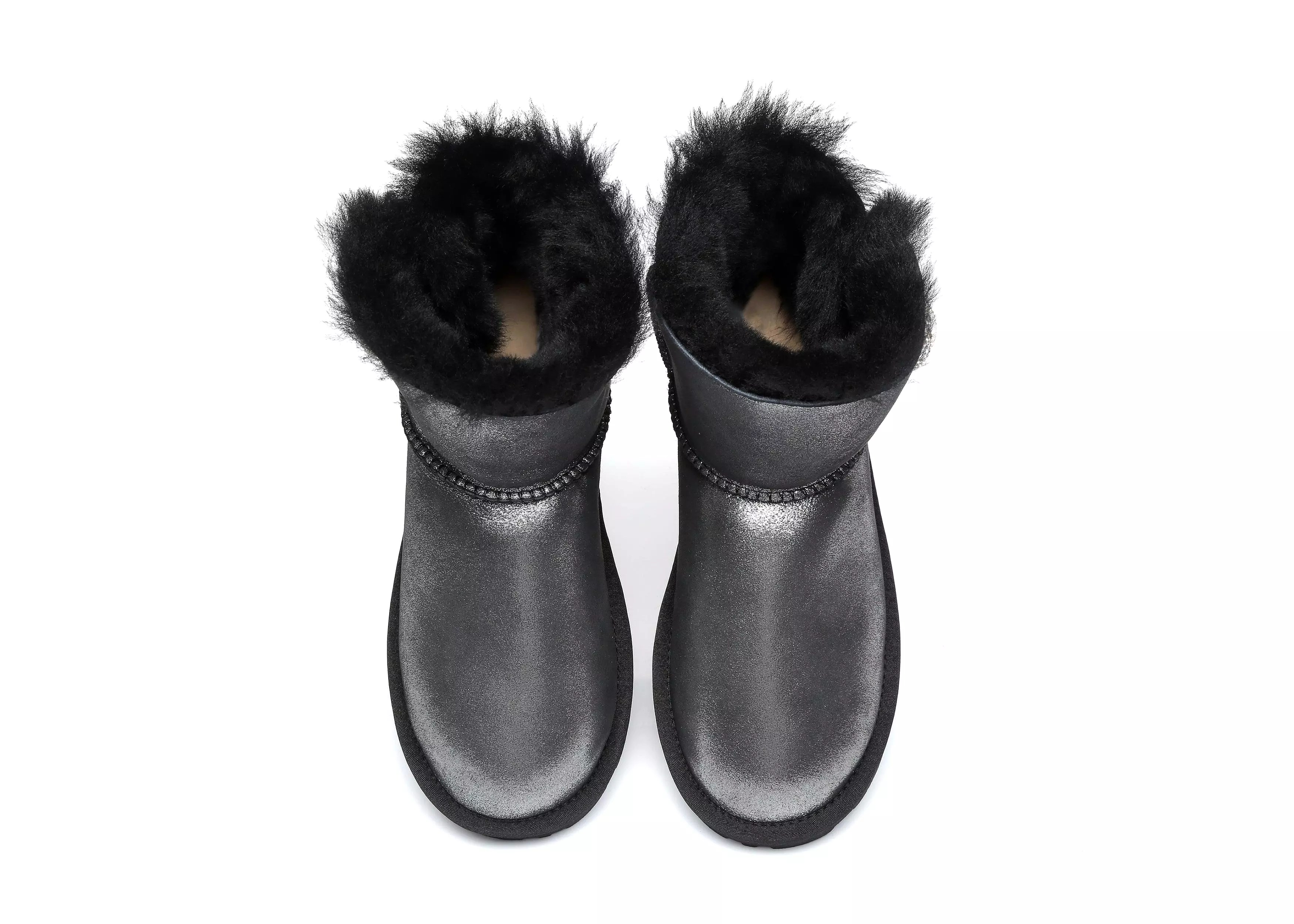 EVERAU Mini Metallic Single Button Sheepskin Boots Women Jupiter