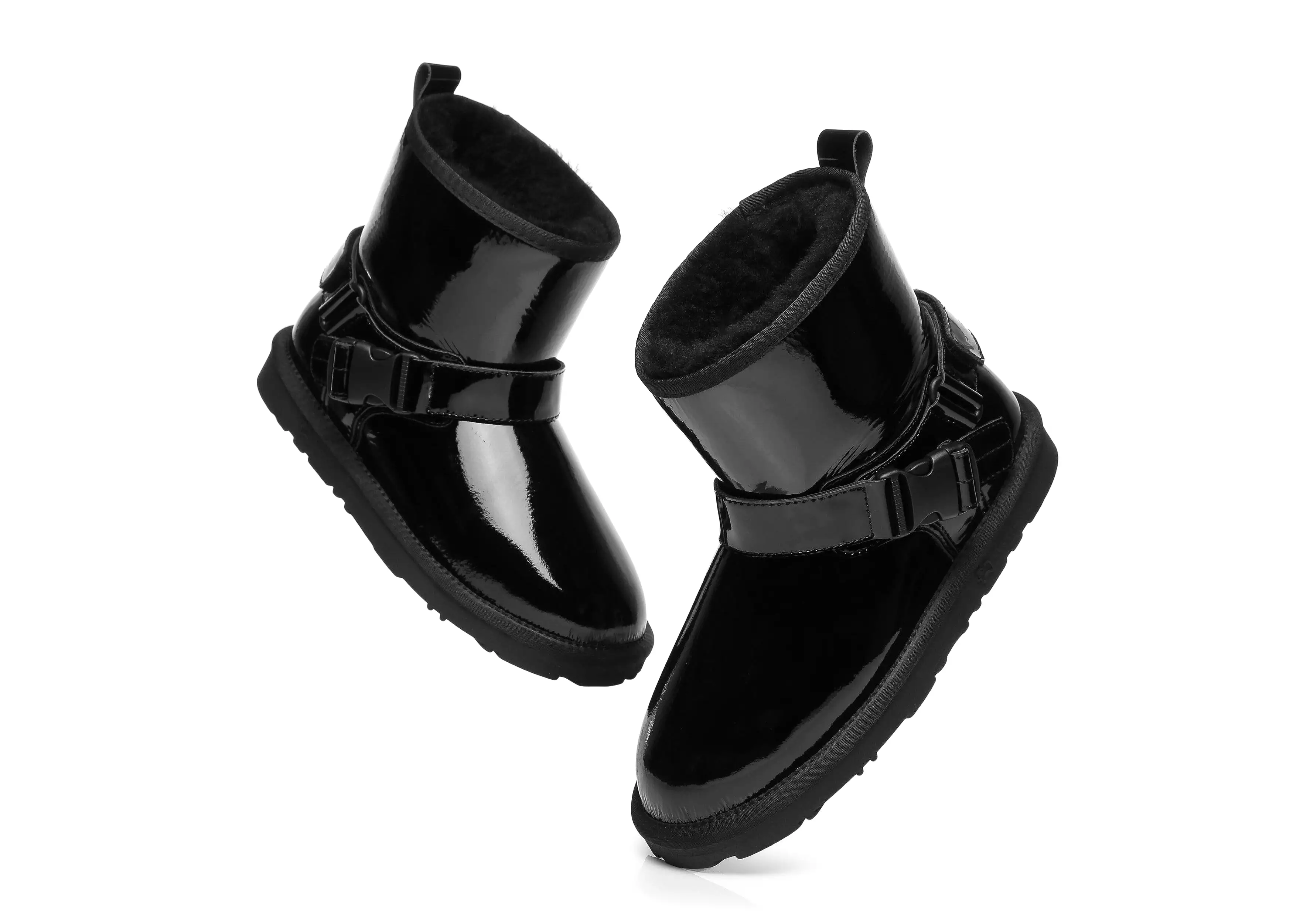 EVERAU Mini Patent Leather Boots Women Linker