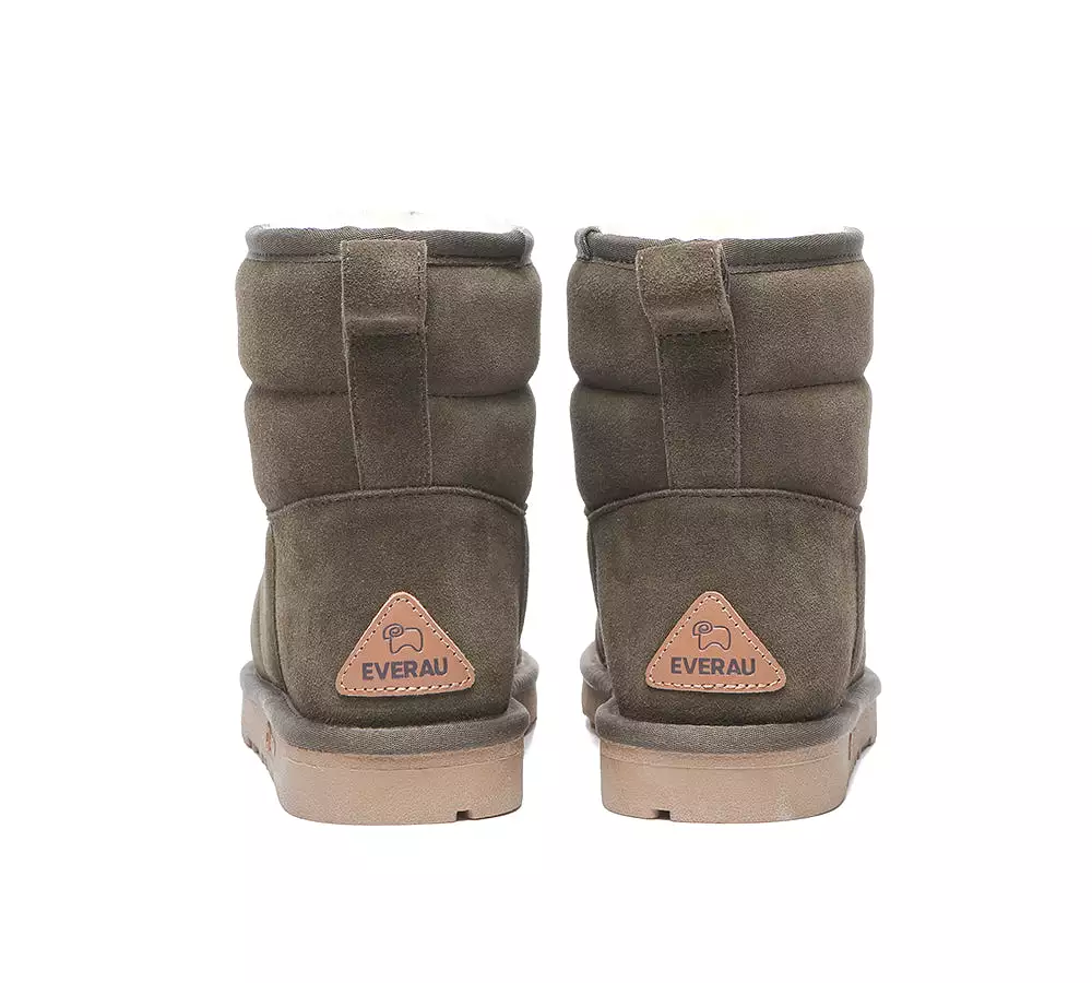 EVERAU Mini Sheepskin Boots Women Puffer