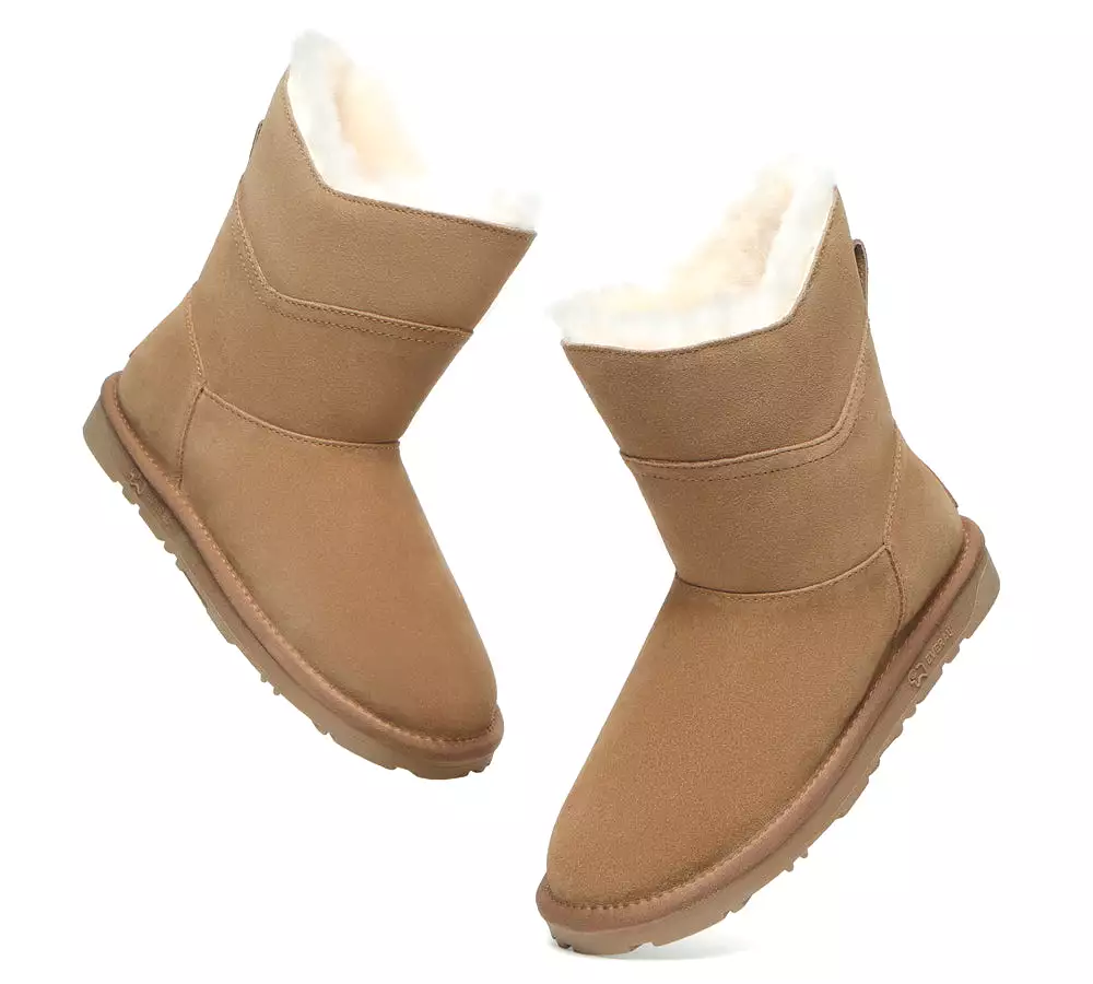 EVERAU Premium Australian Sheepskin Short Boots Women Swanston 2 Panel