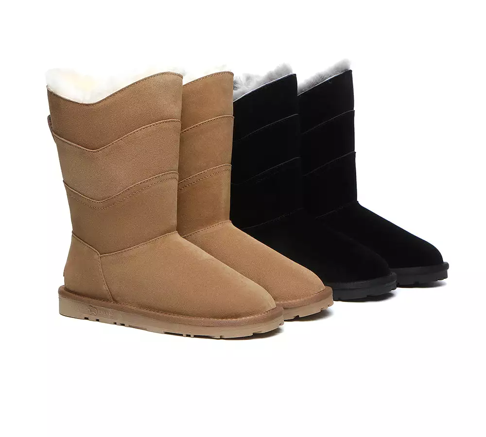 EVERAU Premium Australian Sheepskin Tall Boots Women Swanston 3 Panel