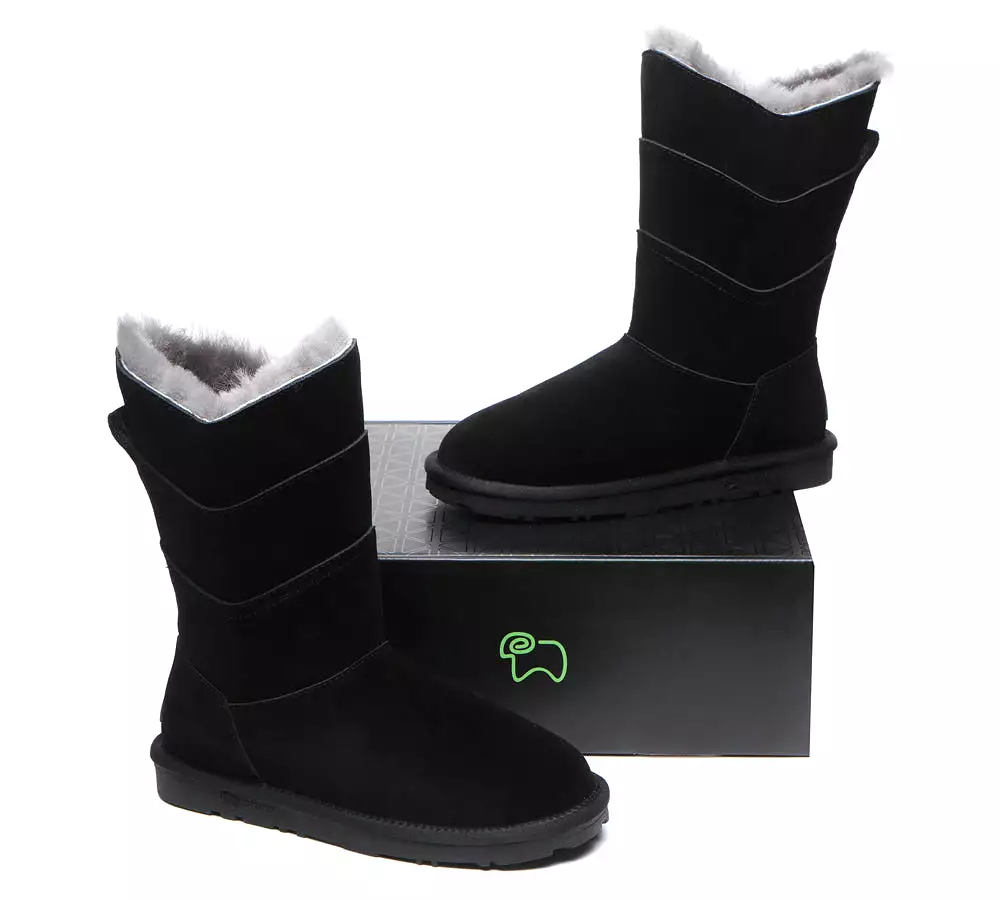 EVERAU Premium Australian Sheepskin Tall Boots Women Swanston 3 Panel