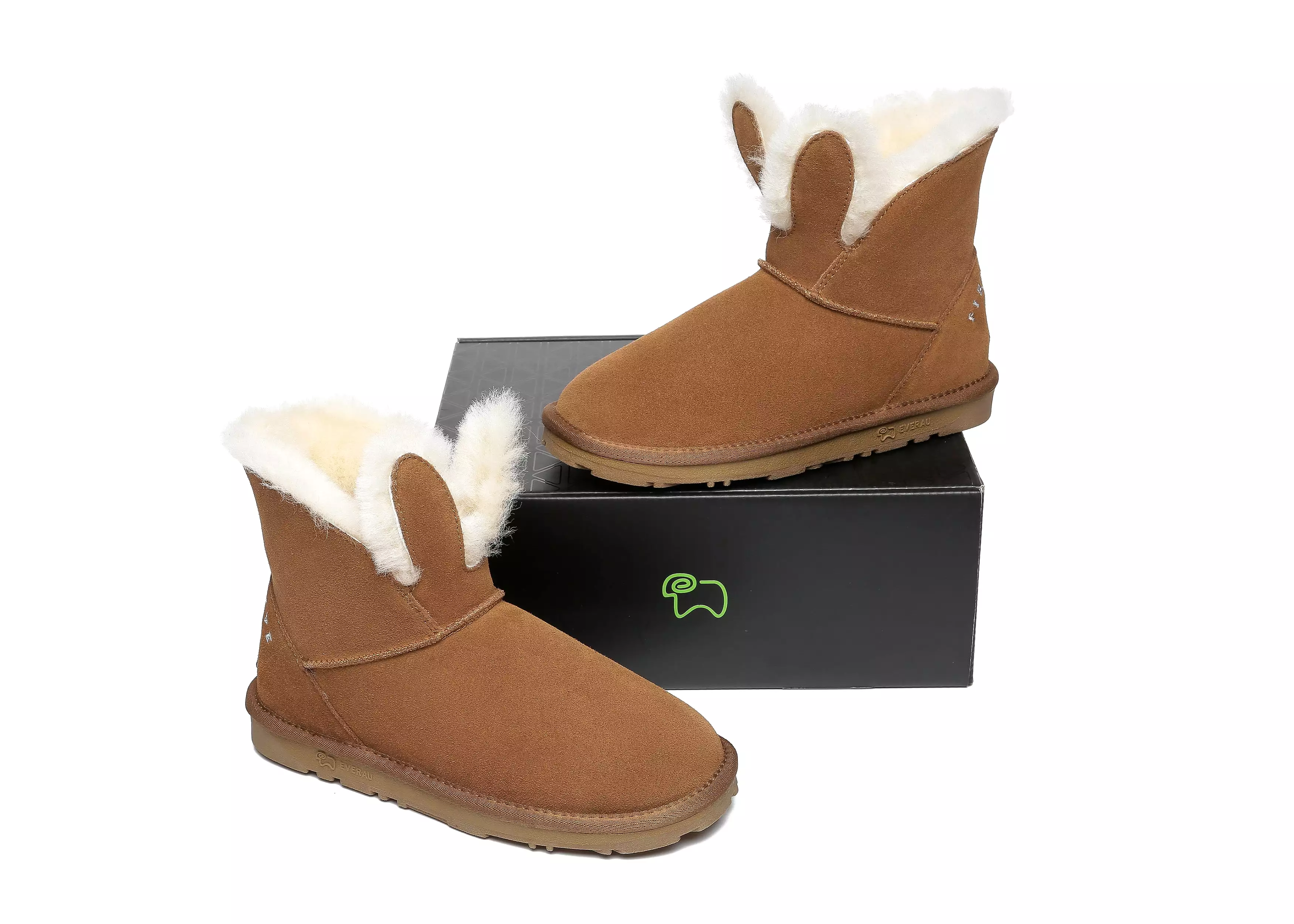 EVERAU Sheepskin Bunny Boots Women Lopunny