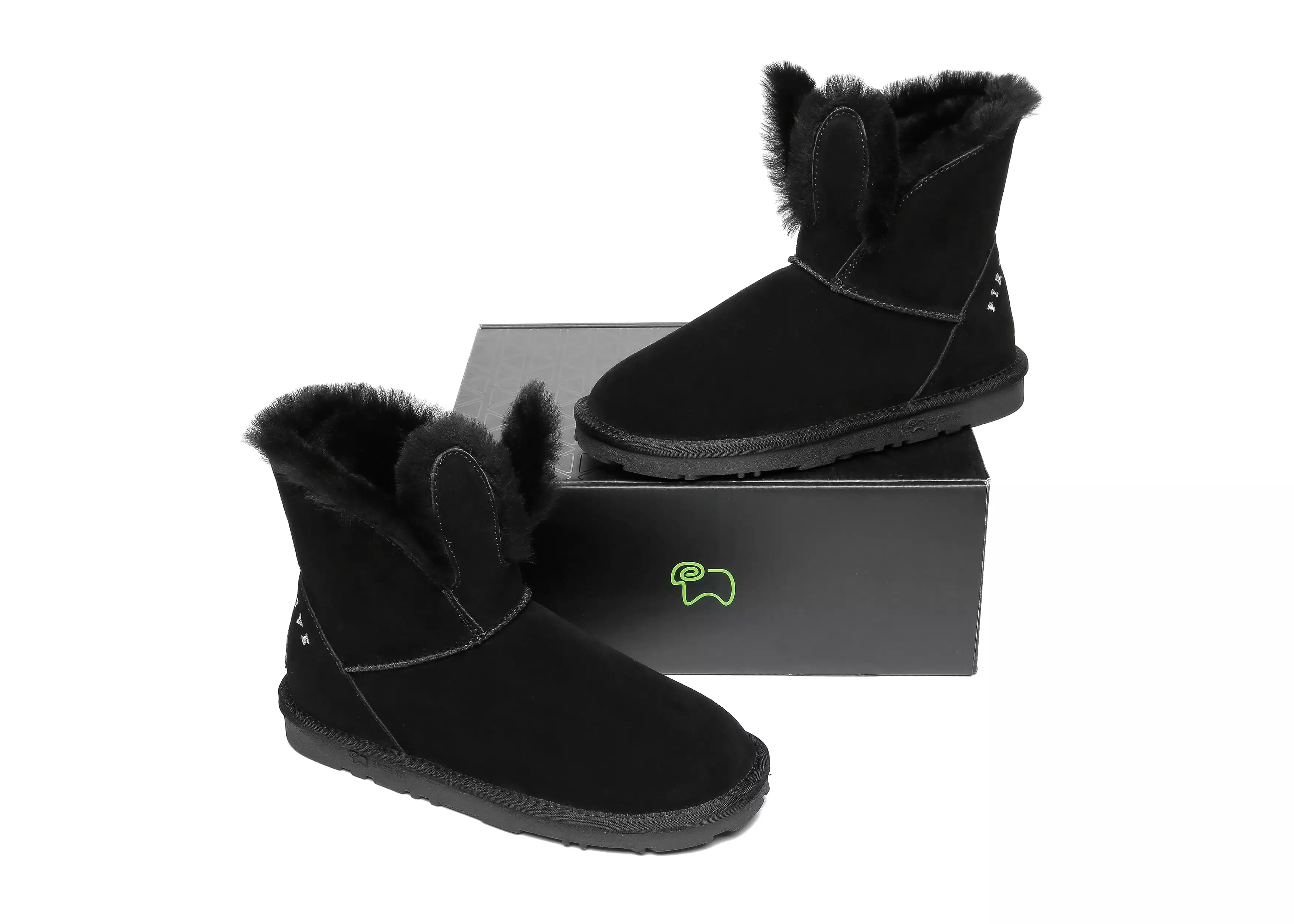 EVERAU Sheepskin Bunny Boots Women Lopunny