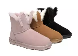 EVERAU Sheepskin Bunny Boots Women Lopunny